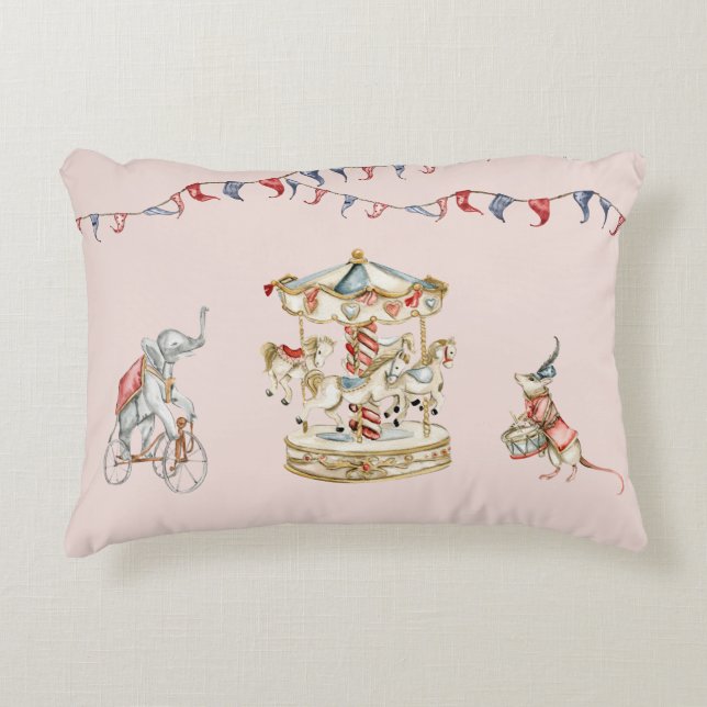 Cute Children Circus Carnival Animals Pattern Accent Kussen (Voorkant)