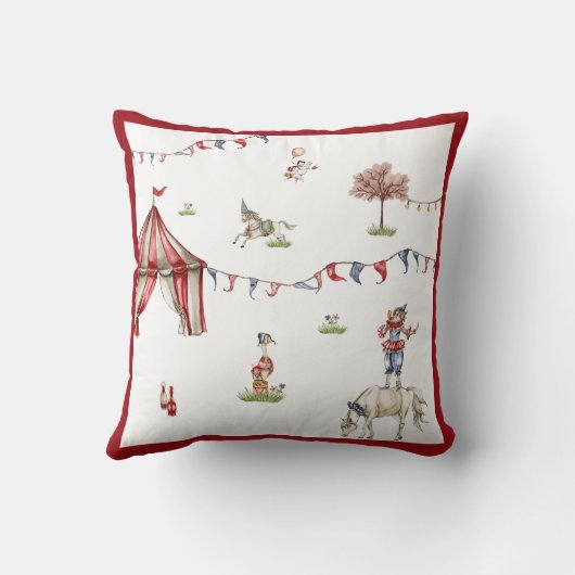 Cute Children Circus Carnival Animals Pattern Kussen (Achterkant)
