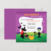 Cute Children Halloween Party met heks Kaart (Voorkant / Achterkant)