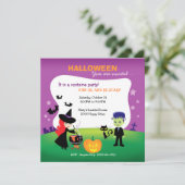Cute Children Halloween Party met heks Kaart (Staand voorkant)