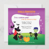 Cute Children Halloween Party met heks Kaart (Voorkant)