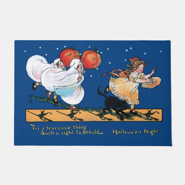 Cute  Children sprak 's nachts over Halloween Deurmat (Voorkant)