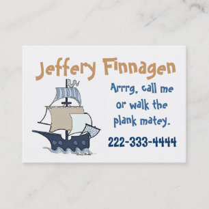 Cute Children's Pirate Ship Calling Card Contactkaartje