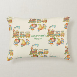 Cute Child's Bird Apple Train Accent Pillow Kussen
