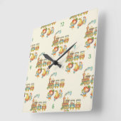Cute Child's Bird Apple Train Clock Vierkante Klok (Hoek)