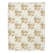 Cute Child's Bird Apple Train Duvet