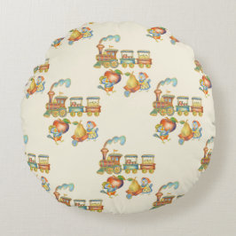 Cute Child's Bird Apple Train Round Pillow Rond Kussen