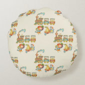 Cute Child's Bird Apple Train Round Pillow Rond Kussen (Achterkant)