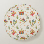 Cute Child's Circus Bear Theme Round Throw Pillow Rond Kussen (Achterkant)