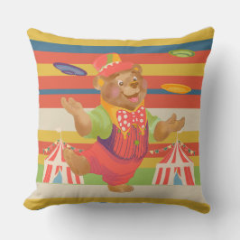 Cute Child's Circus Bear Throw Pillow Kussen