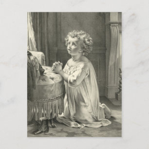 Cute  Childs First Prayer Illustration 1878 Briefkaart