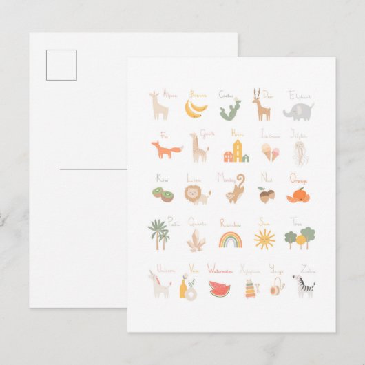 Cute Child's Waterverf Alphabet Briefkaart (Voorkant / Achterkant)