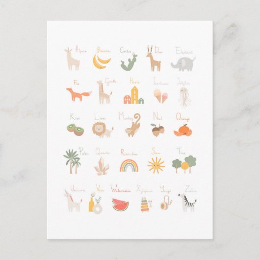 Cute Child's Waterverf Alphabet Briefkaart (Voorkant)