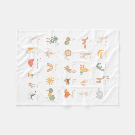 Cute Child's Waterverf Alphabet Fleece Deken (Voorkant (Horizontaal))