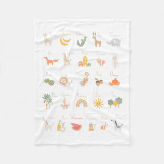 Cute Child's Waterverf Alphabet Fleece Deken