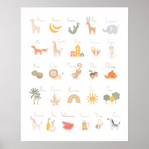 Cute Child's Waterverf Alphabet Poster