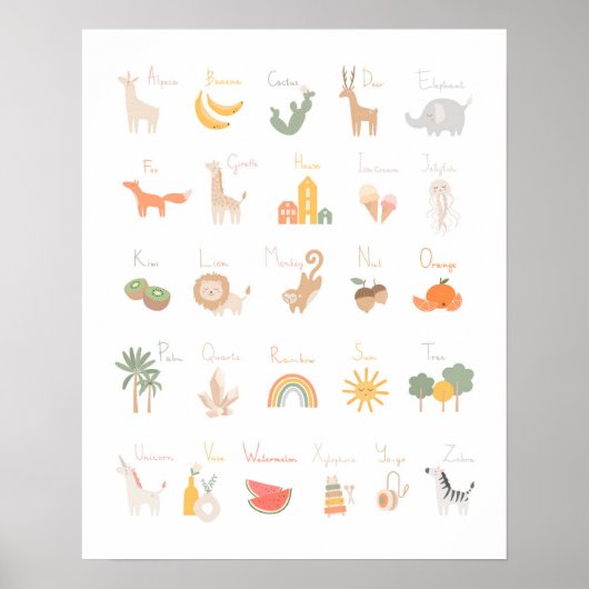 Cute Child's Waterverf Alphabet Poster (Voorkant)