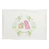 Cute Childs Wreath Bunny Pillowcase Kussensloop (Achterkant-Links)