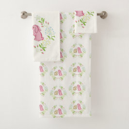 Cute Childs Wreath Bunny Towel Set Bad Handdoek