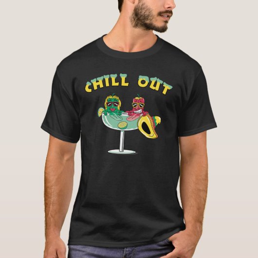 Cute Chili Peppers in Margarita Chill Out T-shirt (Voorkant)