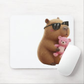 Cute Chill Capybara with Teddy Bear Aesthetic  Muismat (Met muis)