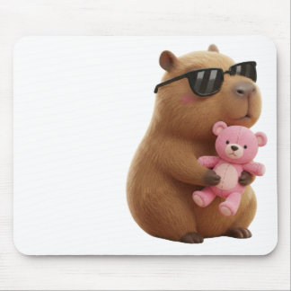 Cute Chill Capybara with Teddy Bear Aesthetic Muismat