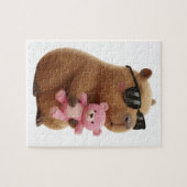 Cute Chill Capybara with Teddy Bear Jigsaw Puzzle Legpuzzel (Horizontaal)