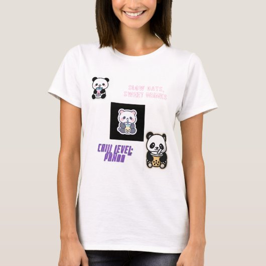 Cute Chill Panda With Boba T-shirt (Voorkant)