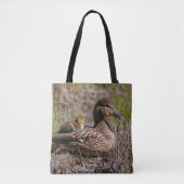 Cute Chillin' Mallard Ma Duck & Baby Ducking Tote Bag (Voorkant)
