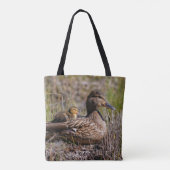 Cute Chillin' Mallard Ma Duck & Baby Ducking Tote Bag (Achterkant)