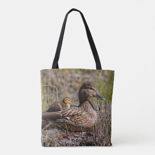 Cute Chillin' Mallard Ma Duck & Baby Ducking Tote Bag (Achterkant)