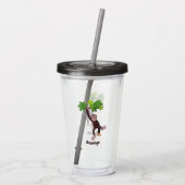 Cute chimpansee in oerwoud hangende cartoon acryl drinkbeker (Achterkant)