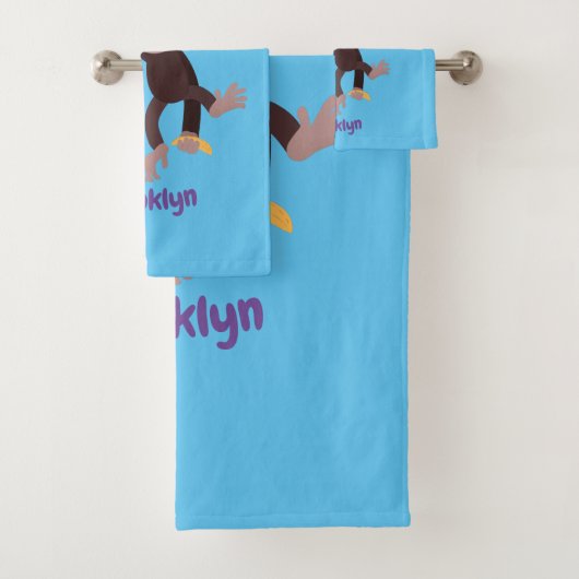 Cute chimpansee in oerwoud hangende cartoon bad handdoek (Insitu)