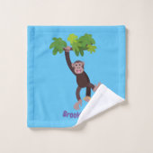 Cute chimpansee in oerwoud hangende cartoon bad handdoek (Wasdoekje)