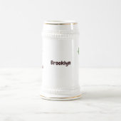 Cute chimpansee in oerwoud hangende cartoon bierpul (Center)