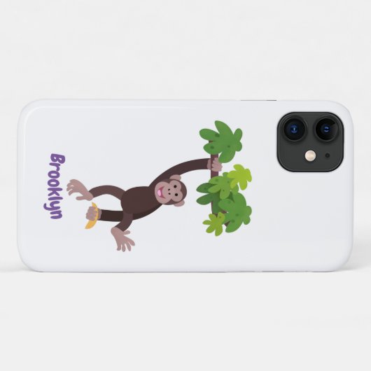 Cute chimpansee in oerwoud hangende cartoon Case-Mate iPhone case (Achterkant (horizontaal))