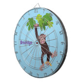 Cute chimpansee in oerwoud hangende cartoon dartbord (Voorkant Rechts)