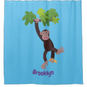 Cute chimpansee in oerwoud hangende cartoon douchegordijn (Voorkant)