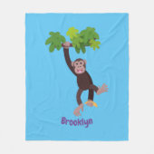 Cute chimpansee in oerwoud hangende cartoon fleece deken (Voorkant)