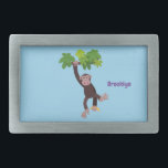 Cute chimpansee in oerwoud hangende cartoon gesp<br><div class="desc">Deze schattige chimpansee hangt gewoon rond in het oerwoud. Chimp cartoon leuk voor kinderen!</div>