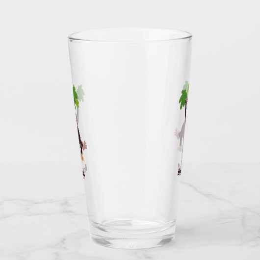 Cute chimpansee in oerwoud hangende cartoon glas (Rechts)