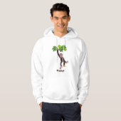 Cute chimpansee in oerwoud hangende cartoon hoodie (Voorkant volledig)