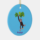 Cute chimpansee in oerwoud hangende cartoon keramisch ornament (Rechts)