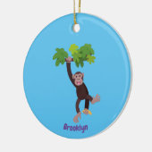 Cute chimpansee in oerwoud hangende cartoon keramisch ornament (Links)