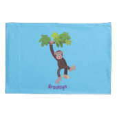 Cute chimpansee in oerwoud hangende cartoon kussensloop (Achterkant)