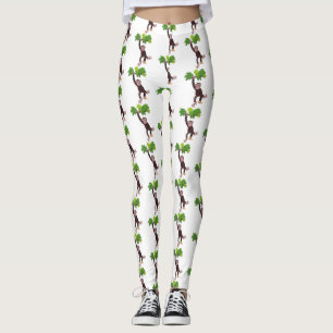 Cute chimpansee in oerwoud hangende cartoon leggings