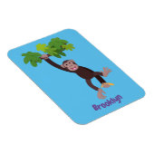 Cute chimpansee in oerwoud hangende cartoon magneet (Rechterzijde)