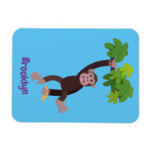 Cute chimpansee in oerwoud hangende cartoon magneet (Horizontaal)