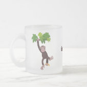 Cute chimpansee in oerwoud hangende cartoon matglas koffiemok (Links)