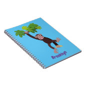 Cute chimpansee in oerwoud hangende cartoon notitieboek (Rechterzijde)
